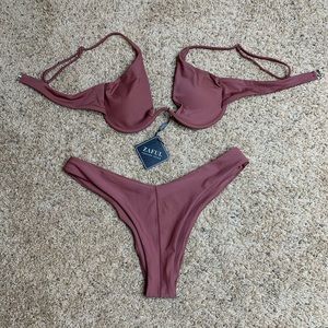 High Leg Unwire Bikini (Mauve Color)